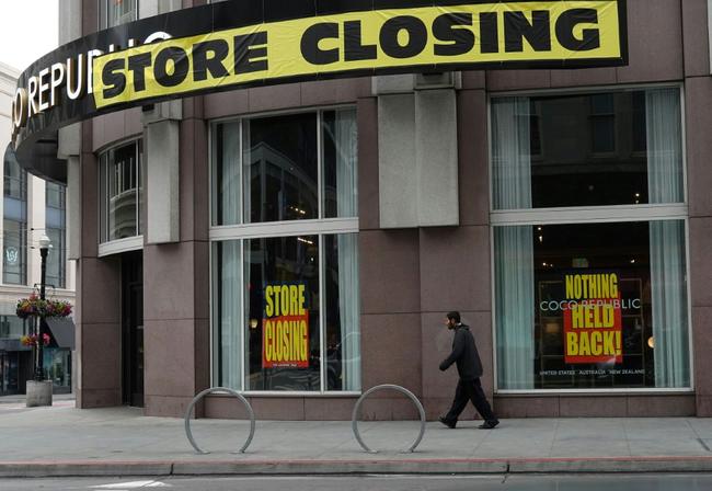 A store that closed in the aftermath of the Covid-19 pandemic in  San Francisco, California