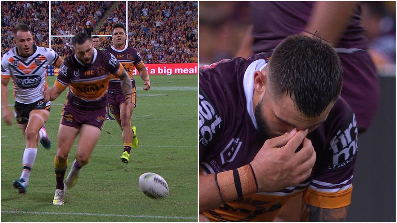 Jack Bird bombed an absolute sitter of a try against the Wests Tigers.