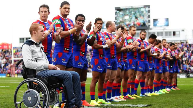 The Newcastle Knights pay tribute to teammate Alex McKinnon.