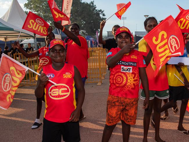 Fans at the 2024 AFL match between Gold Coast Suns and North Melbourne at TIO Stadium. Picture: Pema Tamang Pakhrin
