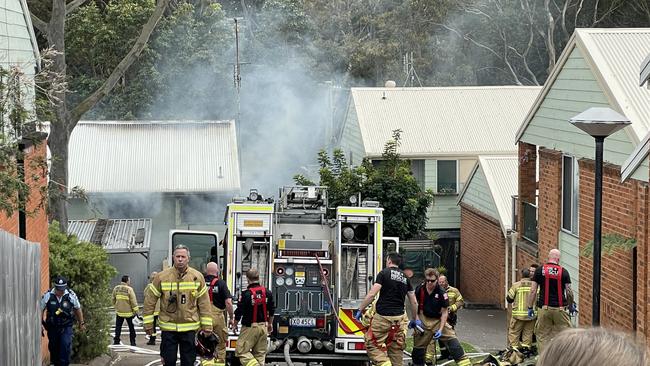 Unit fire on Ocean St, Dudley. Fire and Rescue NSW will investigate the cause. Picture: Amy Ziniak