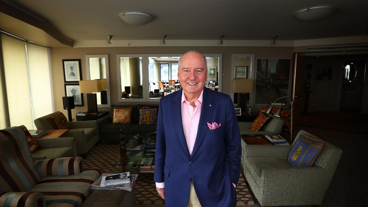 Veterern radio announcer Alan Jones in his Circular Quay apartment. John Feder/The Australian.