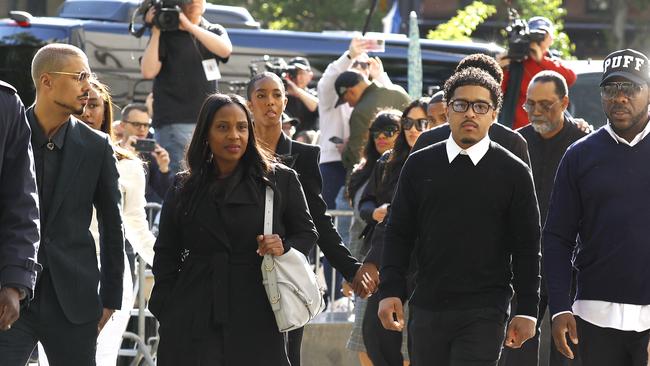 Quincy Brown, Chance Combs, D'Lila Star Combs, Jessie Combs, Love Combs, Justin Combs, Christian King Combs, Diddy Combs children and Charlie Lucci arrive for the continuation of the jury selection phase of his trial. Picture; Getty Images.