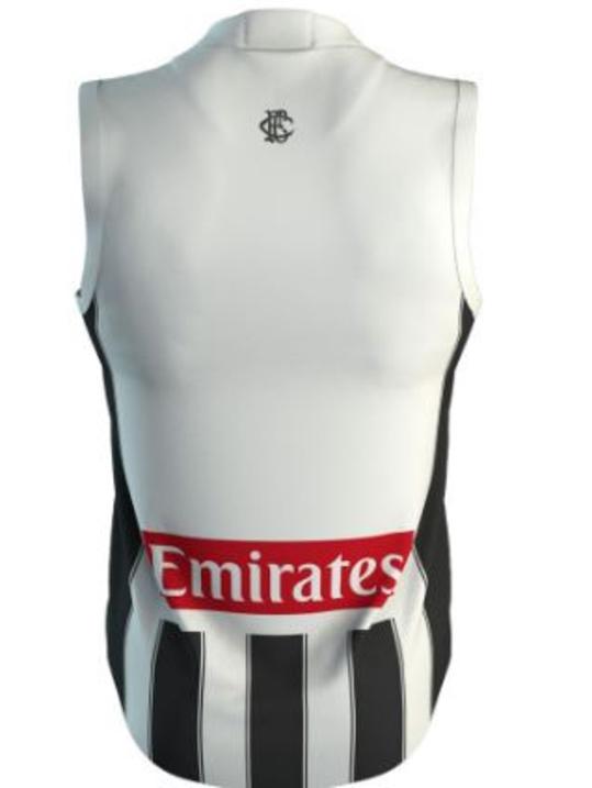 The back of Collingwood’s new clash guernsey for 2018. Picture: Collingwood FC