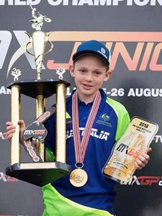 Braden Plath at the 2018 FIM Junior Motocross World Championships in Horsham, Victoria. Picture: SUPPLIED