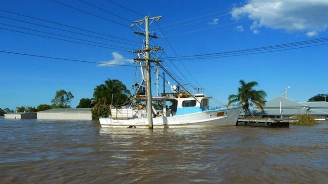 Trawler dropping in, 2013. A surreal sight as the vessel appears in unexpected surroundings. Source: Unknown