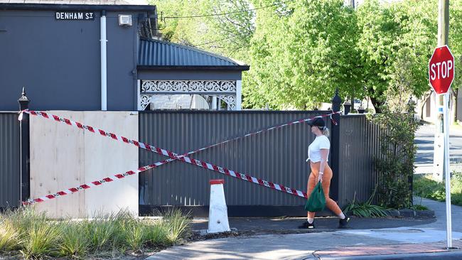 The scene on the corner of Power and Denham streets in Hawthorn. Picture: Josie Hayden