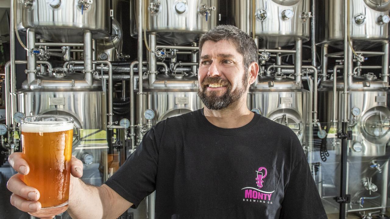 Nathan Stemmens, owner and brewer for Monty Brewing is ready for the official opening. Picture: Nev Madsen.