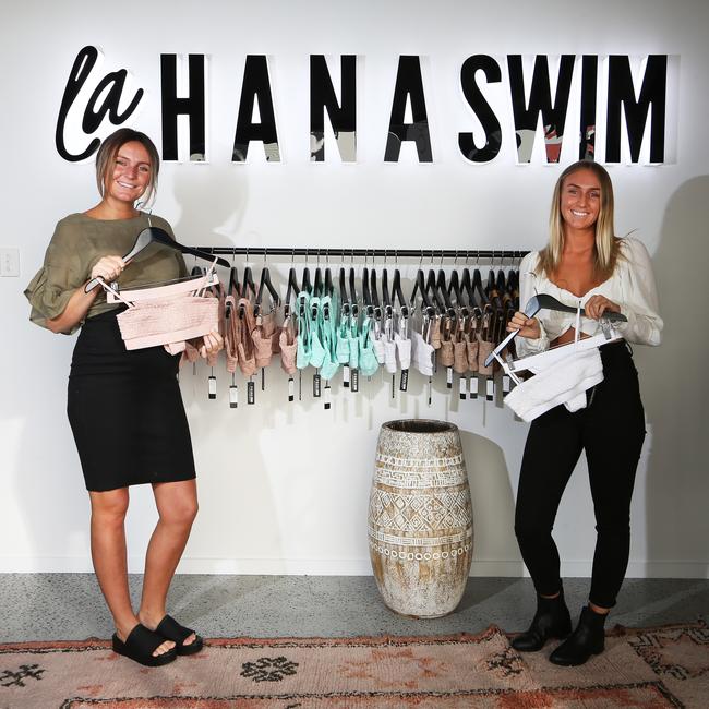 Sisters Vrindy Benson and Ramana Benson are the founders of Gold Coast swimwear label Lahi Swim, formerly Lahana Swimwear, and are Hare Krishnas. Picture Glenn Hampson