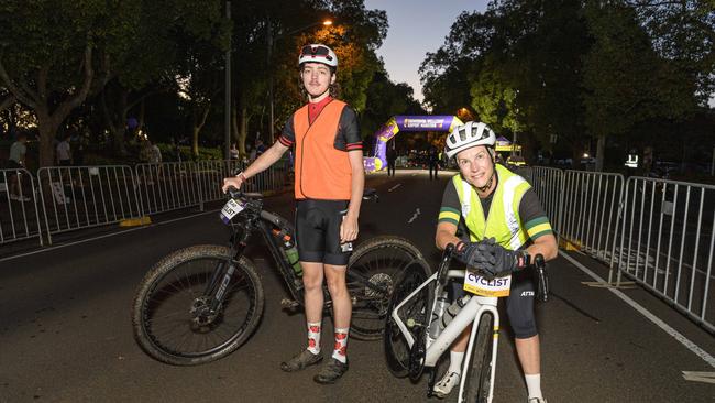 Toowoomba Marathon lead cyclists Malcolm Taylor and Anne Elliott, Sunday, May 4, 2025. Picture: Kevin Farmer