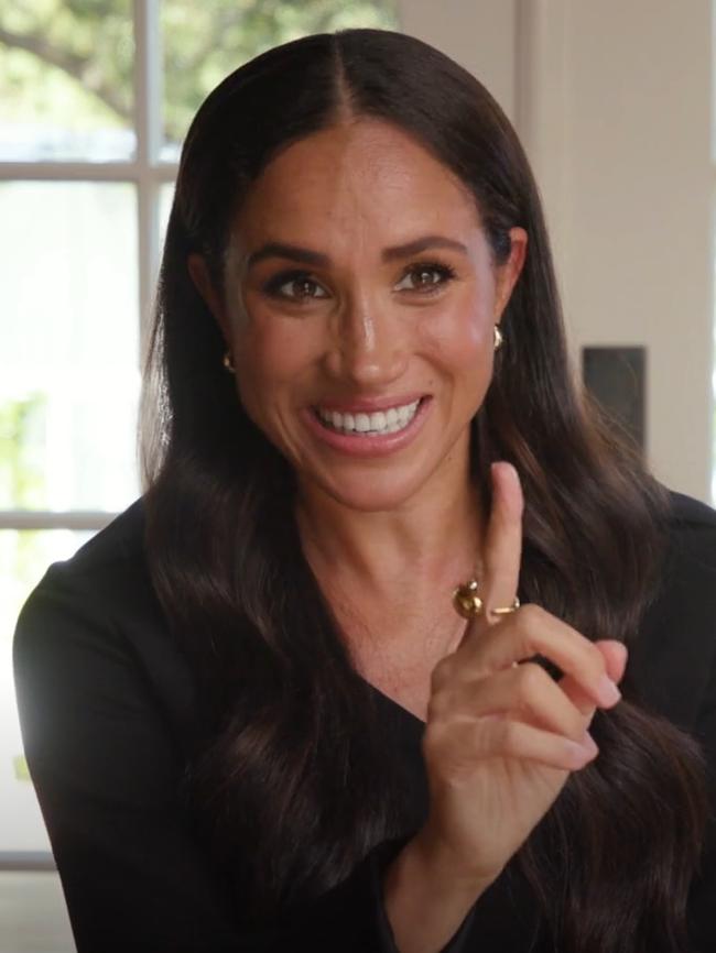 Meghan Markle manages to bring the interview back around to her. Picture: Variety