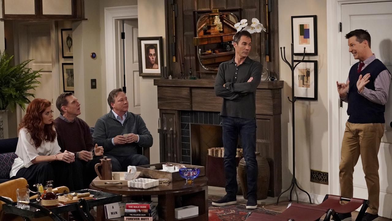 Debra Messing as Grace Adler, Eric McCormack as Will Truman and Sean Hayes as Jack McFarland in Will and Grace. Picture: Chris Haston/NBC