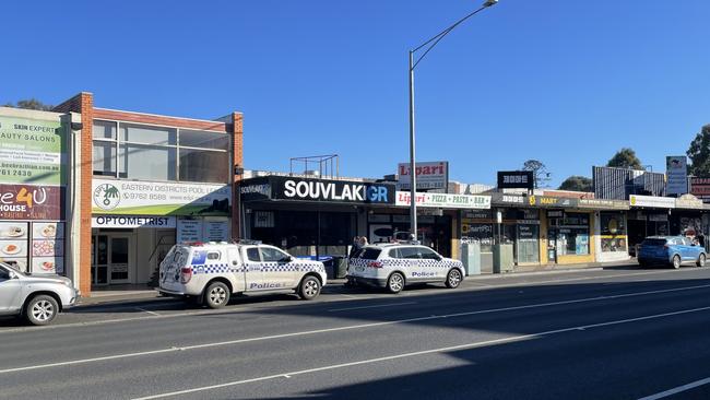 Police at the scene on Monday morning.