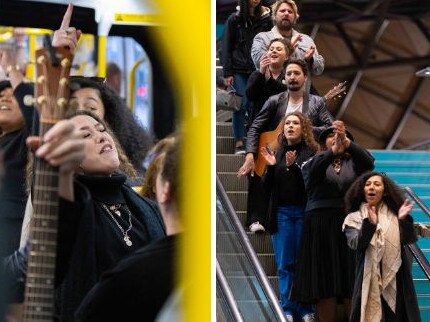 A choir attempted to lift commuter spirits in Melbourne last week. Picture: @ptv_official / Twitter