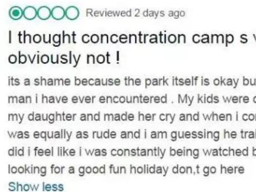 The original complaint about the caravan park on Trip Advisor. Picture: Daily Post