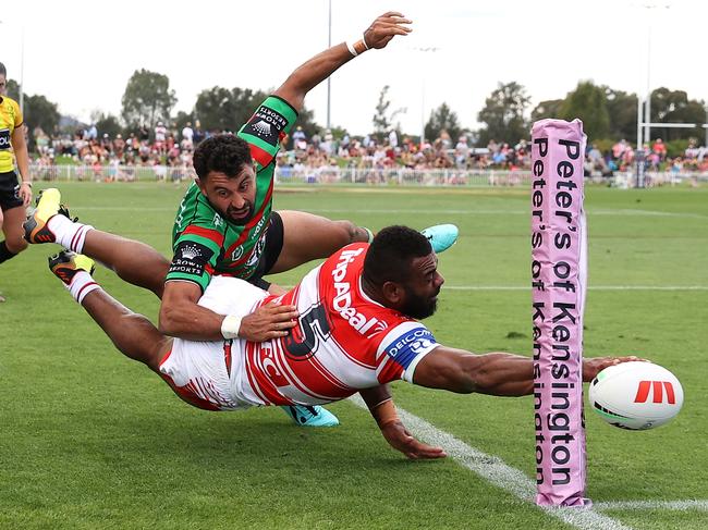 Mikaele Ravalawa goes close to scoring against the Bunnies in Mudgee. Picture: Mark Kolbe/Getty Images