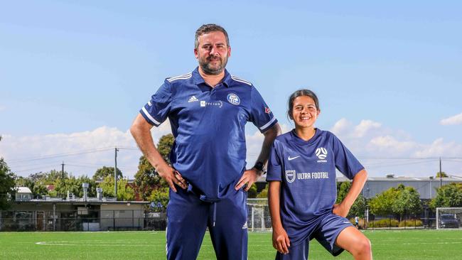 Layla Habib with her coach Luis Gorgulho. Picture: Tim Carrafa