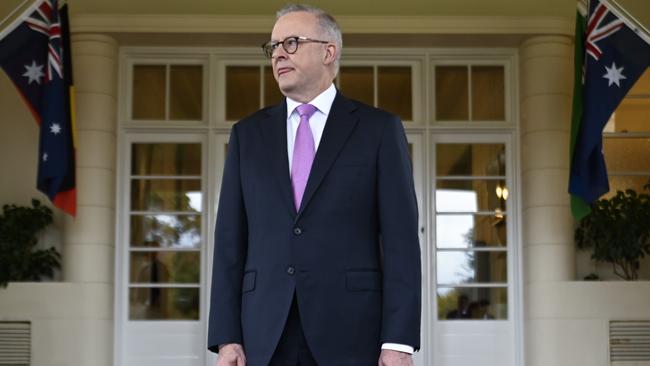 Anthony Albanese after the swearing-in of his cabinet a Government House in Canberra on Tuesday. Picture: Newswire