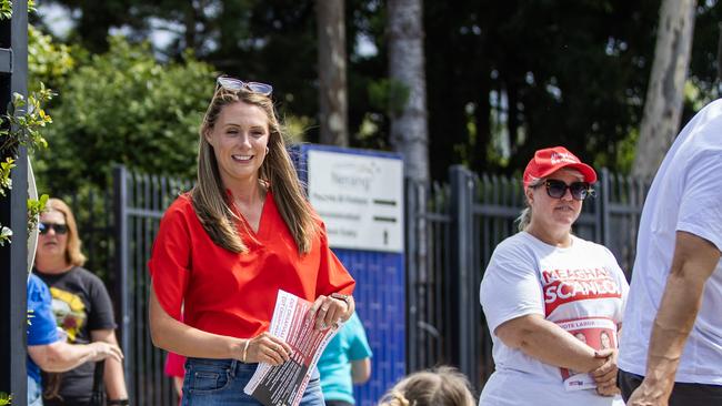 QLDVOTES24 - 2024 State Election at Nerang State High School, Given Electorate, Queensland. Gaven ALP candidate Meaghan Scanlon. Picture: Nigel Hallett