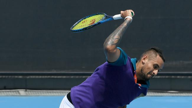 Another racquet bites the dust. (AAP Image/Dave Hunt).