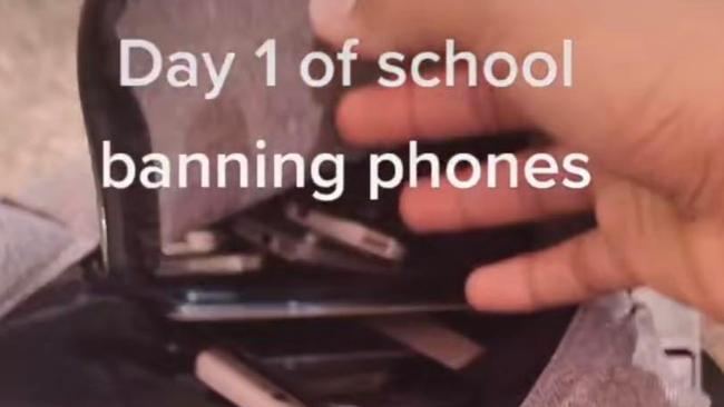 One Tiktok user claimed they took five phones to school. Picture: Supplied