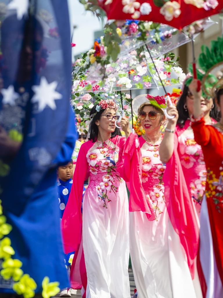 Vietnamese community float in the Grand Central Floral Parade of Carnival of Flowers 2022, Saturday, September 17, 2022. Picture: Kevin Farmer