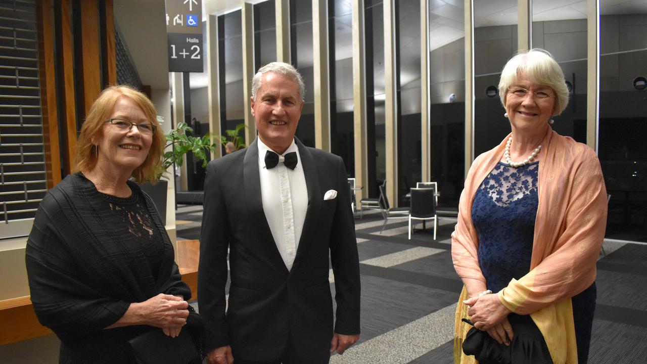 Annette Williamson with Mackay Regional Council Mayor Greg Williamson and Rockhampton Regional Council Mayor Margaret Strelow at the 2020 Queensland Mining Awards at the MECC, Mackay, on Wednesday September 23. Picture: Zizi Averill