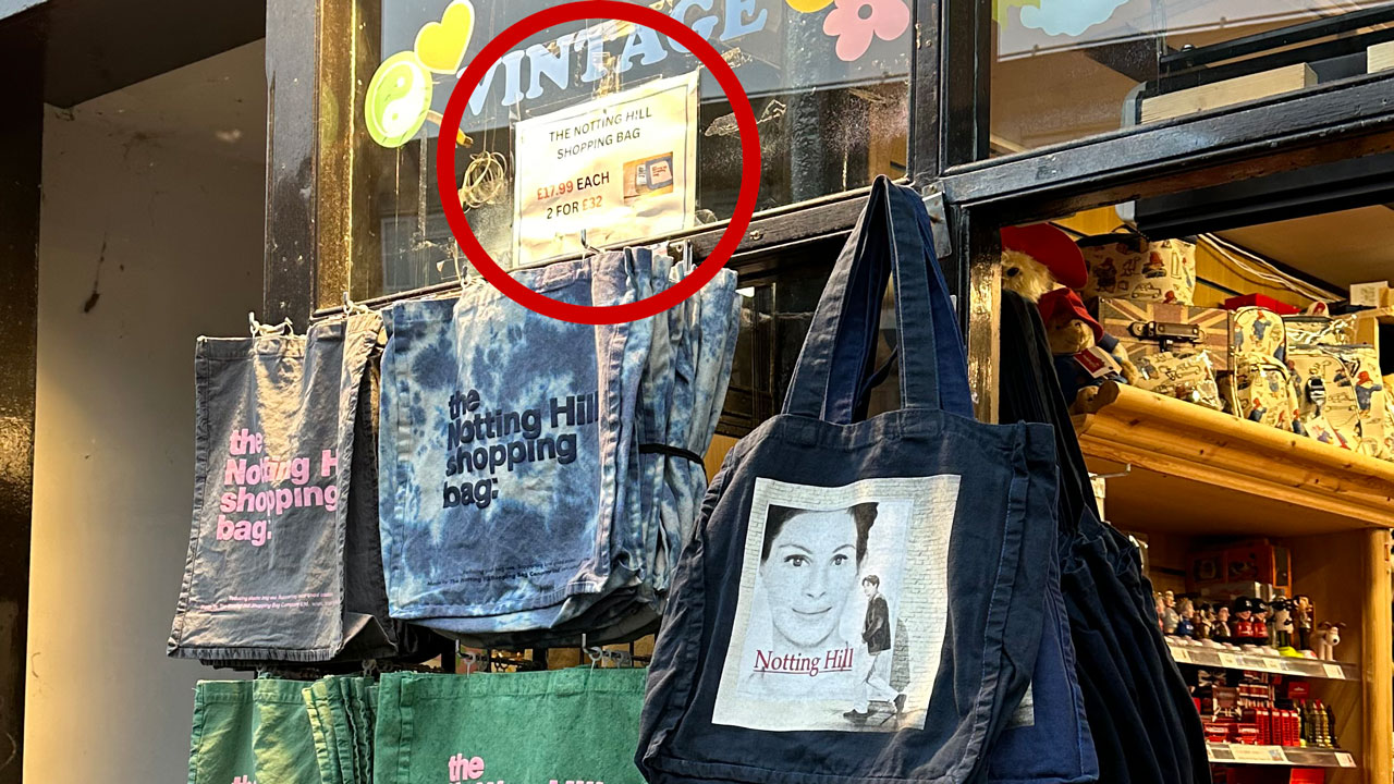 <h2>21. Tote bags cost <span>&pound;17.99 (AUD $35.49!)</span></h2><p>In Notting Hill you can expect to pay an arm and a kidney to buy a tote bag, particularly one emblazoned with Julia Roberts' face.</p>