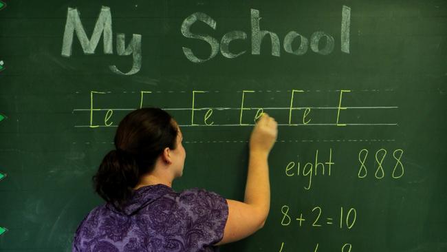 03/03/2011 EDUCATION: Generic photo of a teacher writing on a blackboard in a classroom.