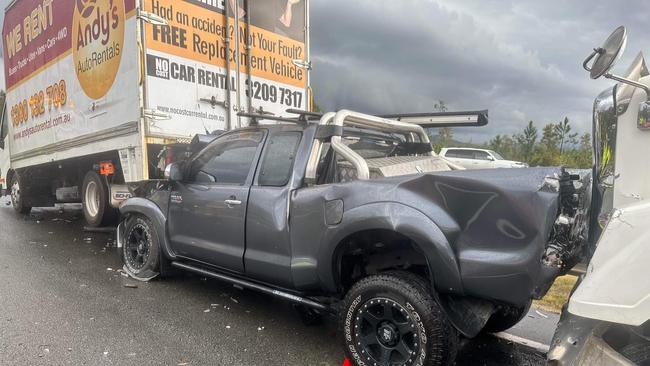 Aftermath of multi-vehicle crash at Meridan Plains. Picture: Contributed