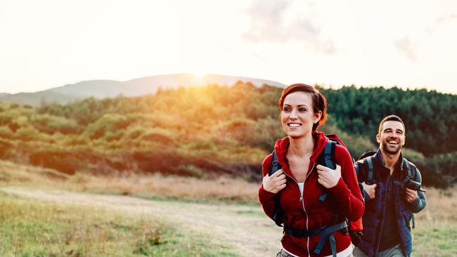 Two travellers out on a hike.