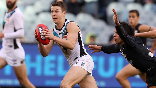 Jack Trengove was impressive in his Port Adelaide debut. Picture: Michael Klein