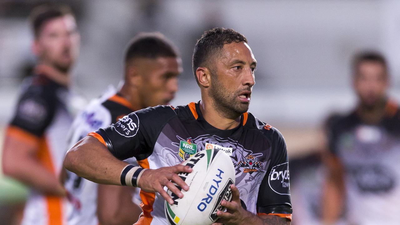 Benji Marshall on the attack for the Tigers.