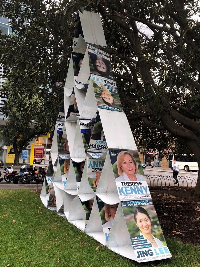 The Corflute Pyramid of Hindmarsh Square.