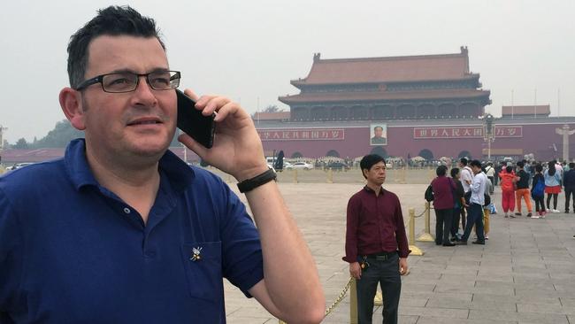 Victorian Premier Daniel Andrews at Tiananmen Square in Beijing.