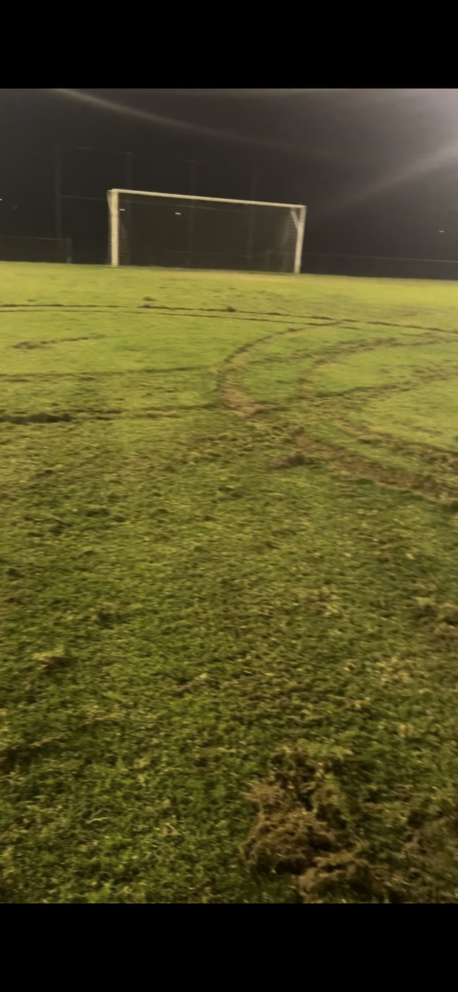 The turf was badly damaged and players were unable to train on the pitch. Picture: Supplied