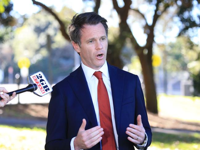 NSW Opposition Leader Chris Minns addresses the press on the current Covid crisis in NSW. Picture: NCA NewsWire/Christian Gilles