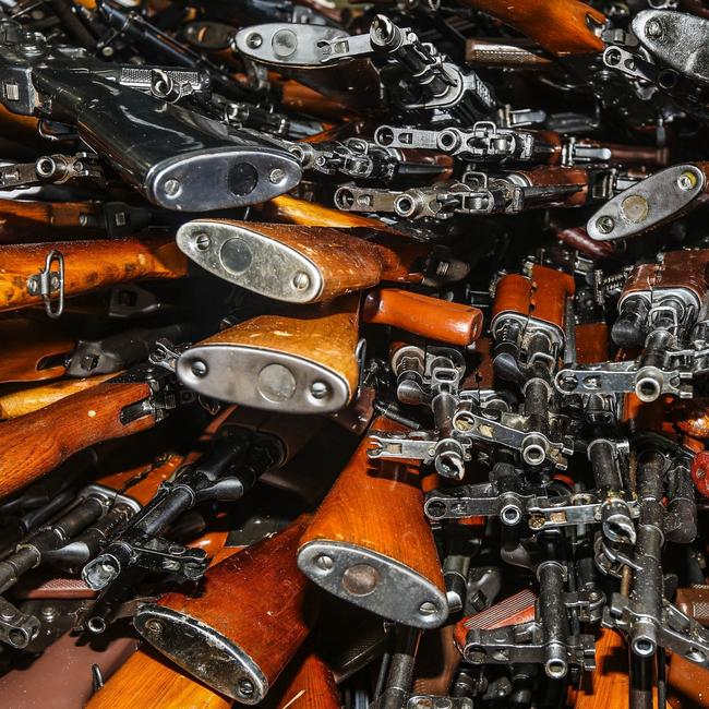 Weapons seized by HMAS Darwin for the Maritime Security Operations under the authority of Combined Task Force (CTF) 150 in the Indian Ocean and Arabian Gulf during her deployment in the Middle East Region.