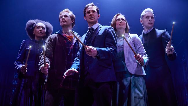 Paula Arundell (Hermione), Michael Whalley (Ron), Gareth Reeves (Harry), Lucy Goleby (Ginny) and Lachlan Woods (Draco) in Harry Potter and the Cursed Child – Reimagined. Picture: Michelle Grace Hunder