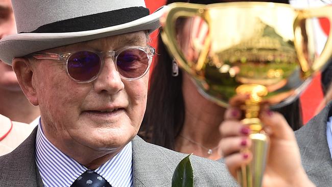 Lloyd Williams after winning the Melbourne Cup. Picture: AAP Images.