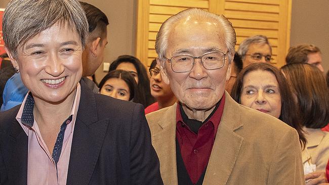 Penny Wong referenced her father’s heritage and experience in her speech in London. Picture: AAP.