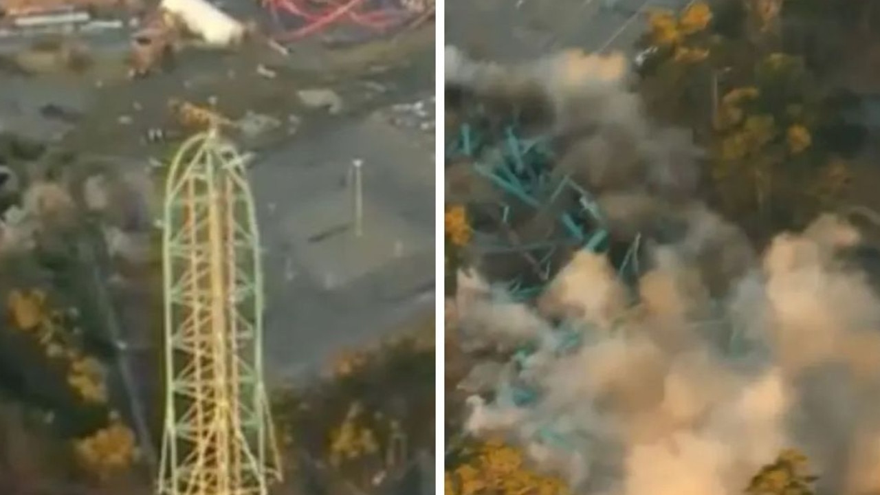 Wild footage of roller coaster implosion