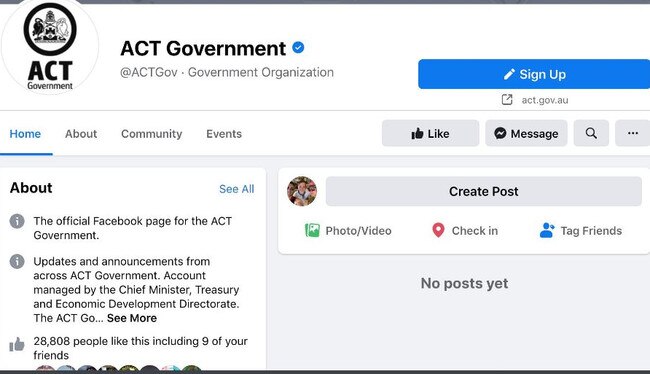 A government Facebook page.