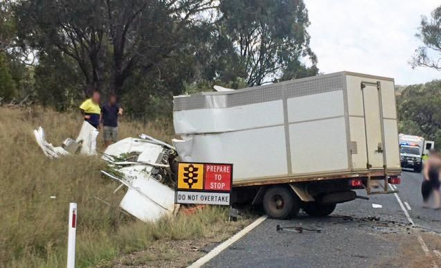 A man was airlifted to hospital after a three-vehicle crash on the New England Highway. Picture: RACQ LifeFlight Rescue