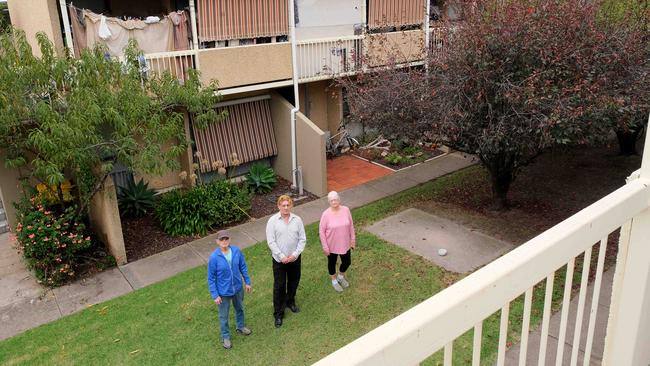 Dean, Shirley and Brian at the units. Picture: Mark Wilson