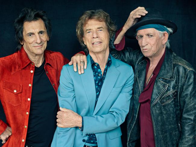 EMBARGOED FOR OCT 16. Rolling Stones Ronnie Wood, Mick Jagger and Keith Richards. Picture: Mark Seliger