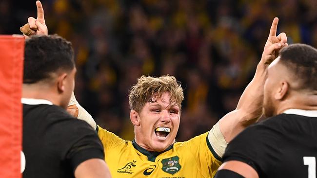 Why do the All Blacks hate Michael Hooper so much? Maybe this photo tell the story. Picture: Dave Hunt/AAP