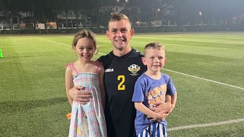 Joshua Chapman and his daughter Autumn and son Wolfe at Arena MBSJ in October after a match win of 5-4 against Ghanda.