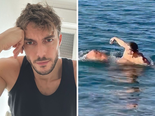 Model attacked by octopus while at beach