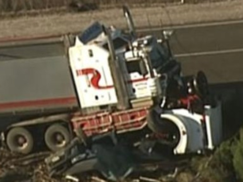 Two people died in a head-on truck and car collision in South Australia on May 18, 2024. Picture: 7NEWS